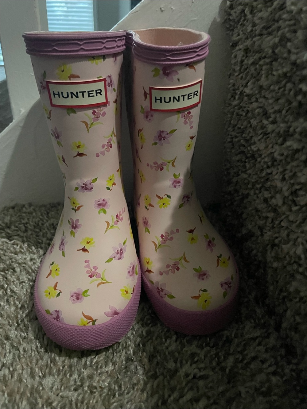 Hunter Kids Floral Pink & Purple Rain Boots